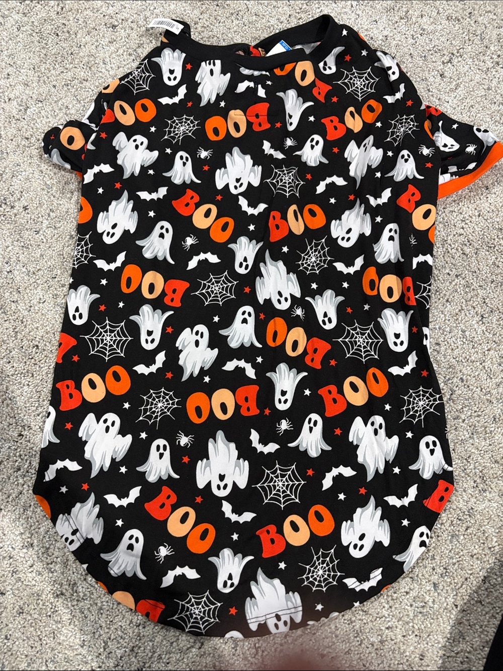 Halloween 'Boo' Ghost Dog Tee - Black & Orange